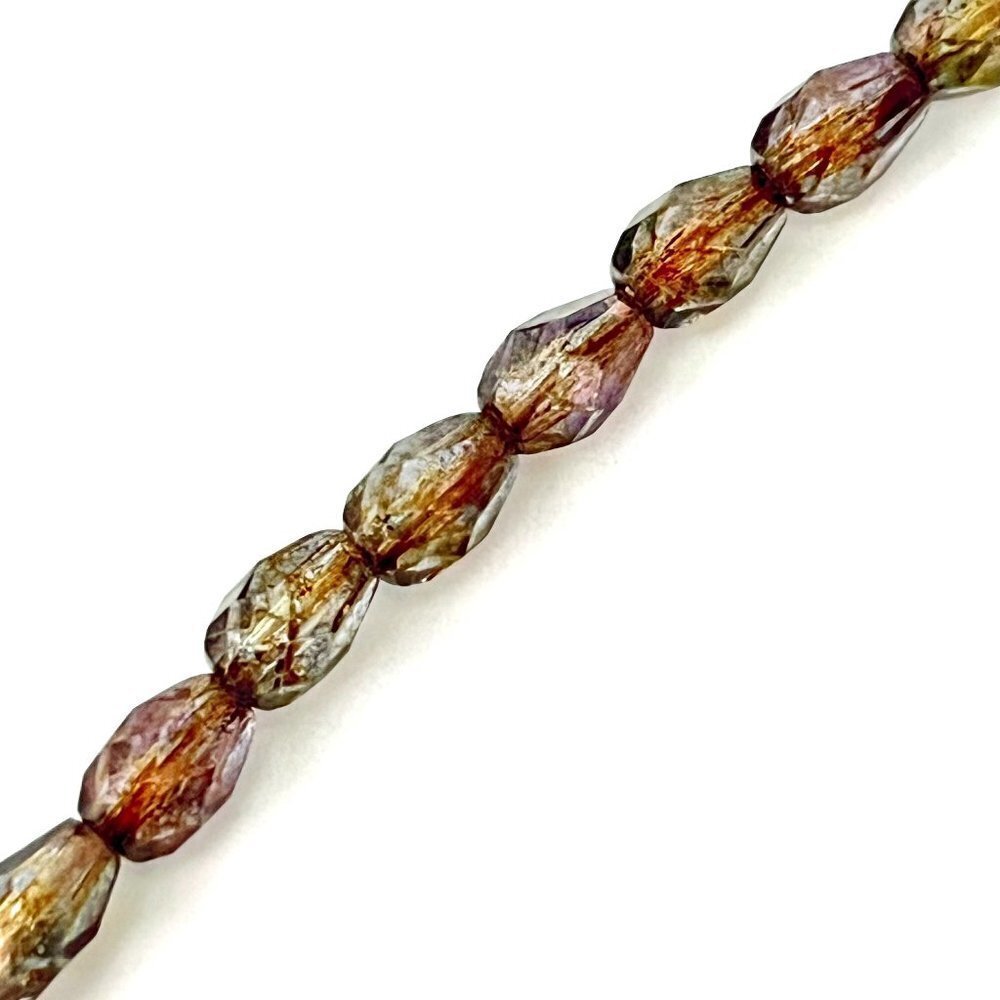 As Low as $2 Bronze Washed Lt Smokey Grey FirePolish Drop Czech Beads 7x5mm (12)